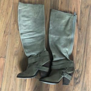 Grey over the knee boots